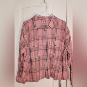 Levi's Pink and Gray Plaid Button-Down Shirt